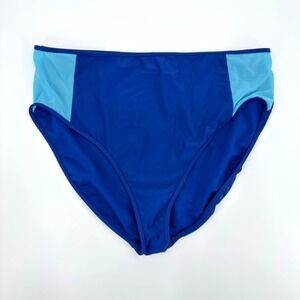 Xersion Womens High Waist Colorblock Swim Bottoms Blue XL NWT